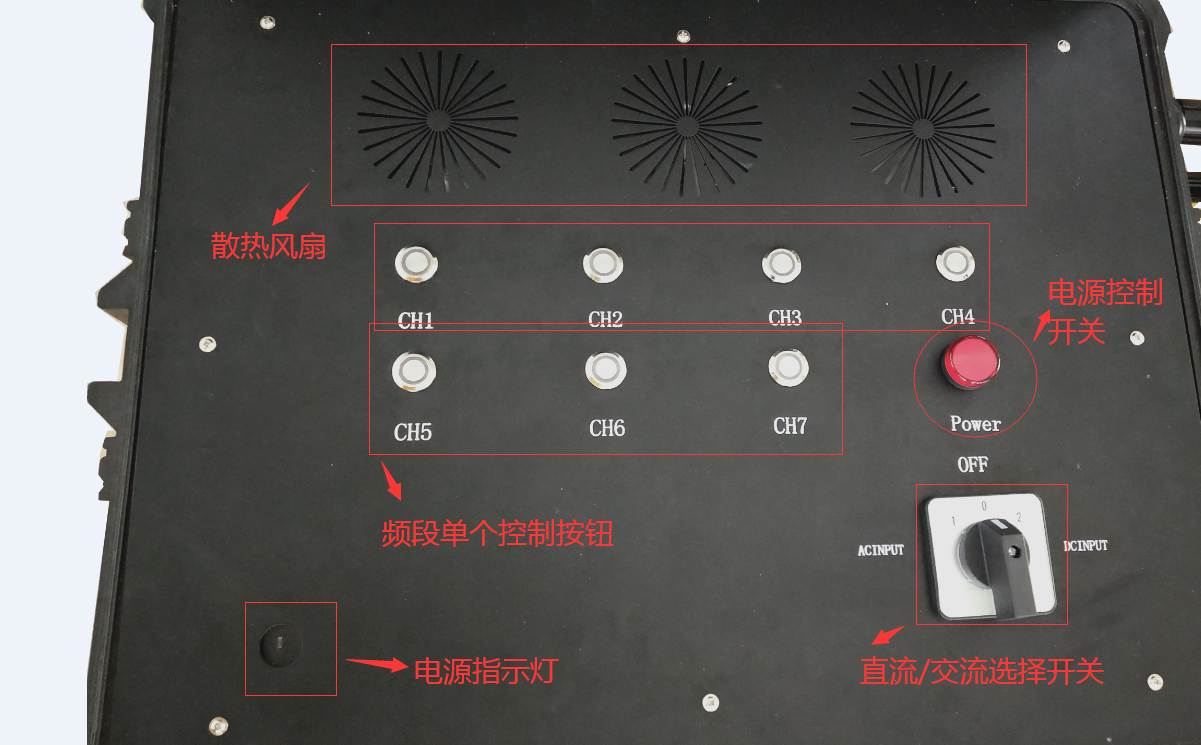 拉杆箱式屏蔽器按钮介绍